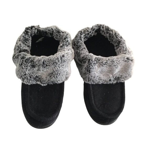 CARTER CLUB -WOMENS BLACK/GREY FAUX FUR SLIPPER SANDALS SIZE 9 - Picture 4 of 7
